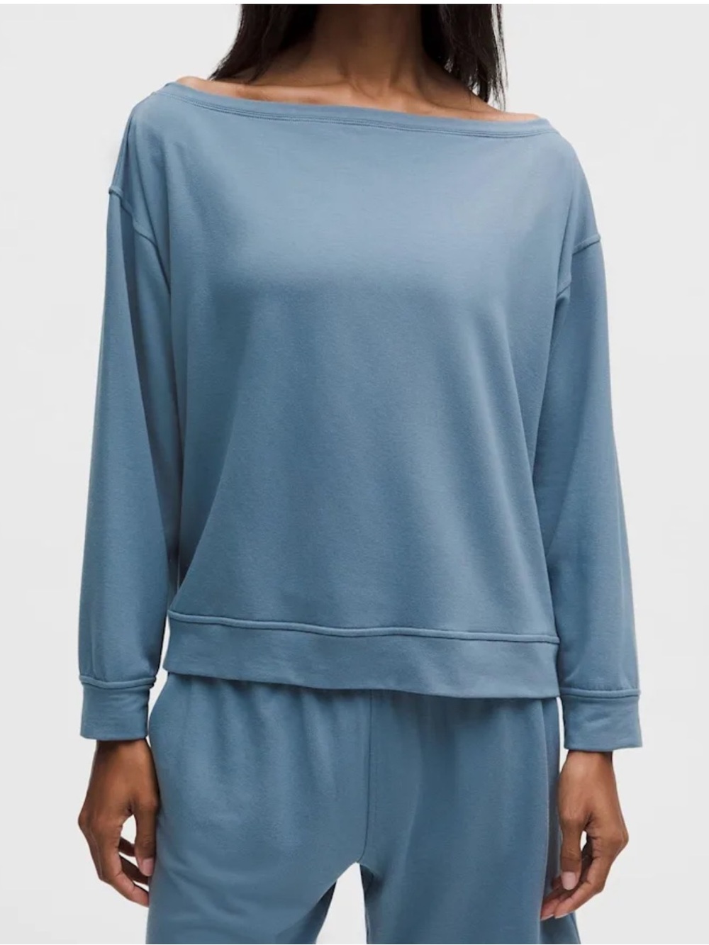 NWT Lululemon Becalm Boat Neck Long Sleeve – Steel Blue – Size XS